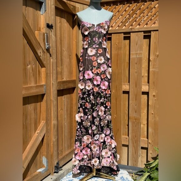 🆕 BRONX & BANCO 🧿 NWOT Jasmine Floral-Appliqued Gown, Black Multi - Sz L US 8 - Picture 11 of 16